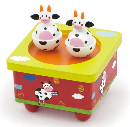 Viga Wind-Up Wooden Moo Cow Music Box #51192