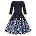 Produktbild 2018JYJM Weihnachten Mode Damen Plus Größe 3/4 Ärmel Vintage Kleid Blumendruck Retro Swing Dress Winter Mantel Damen,Langer Mantel Revers Parka Jacke StrickjackeOutwear Kurzarm Rockabilly Cocktail