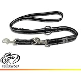 [Gesponsert]FEUERWOLF Hundeleine 3-fach längenverstellbar 2 Meter lang - Doppelleine -  Für mittlere und große Hunde - Robust und stabil - Beidseitig reflektierend - schwarz
