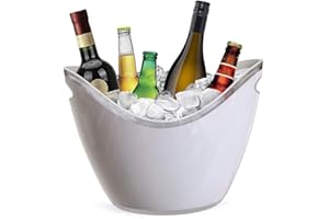 SEPERCASA Secchiello per Ghiaccio in Plexiglass Ovale 34,5x24,5x26 cm contiene fino a 6 Bottiglie cestello bouquet spumantiera champagnera in plastica casa, bar, discoteca, ristorante (Bianco)