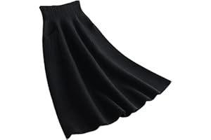 ALLOAONE Damen Herbst Winter Wolle Stricken Lange Röcke Hohe Taille mit Tasche Lose Damen Solid Knit Midi Rock