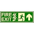 clickforsign Glow in The Dark Fire Exit Sign Up Arrow(300 x 100 mm)