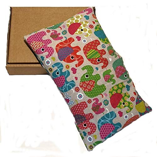 Preisvergleich Produktbild Kissen Halswärmer Kirschkernkissen für Nackenschmerzen / Kopfschmerzen-Magen / Fieber / Prellungen (650gr. – 32 x 19 x 2 cm) – Therapie Warm Kalt – Fantasie Elefant – Produkt in Emilia Romagna