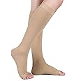 Open Toe Compression Socks, 20-30 mmHg Toeless Compression Stockings, Knee High Calf Compression Socks, Support Hose for Varicose Veins, Nursing & Maternity, Relief Shin Splints, Men，Wome, (1 Pair)