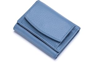 ZhaoCo Women's Small Purse with Coin Compartment, Genuine Leather Purse, Women's Mini Wallet with RFID Protection, Credit Card Holder for Women and Girls, blue, Contemporary