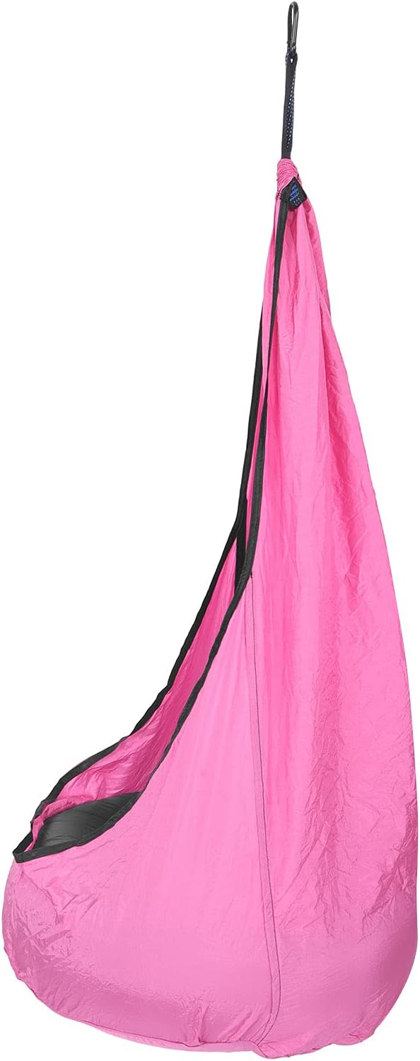 Generic Child Durable Hammock Chair with Air Cushion, Swing Seat for Kids, 210T Wrinkled Nylon Taffta 55.1x27.6in (Pink)
