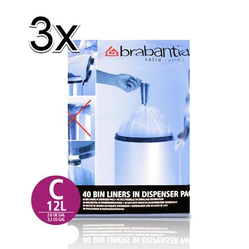 3x Brabantia Müllbeutel Spenderverpackung 12 l (C) 40 Stück