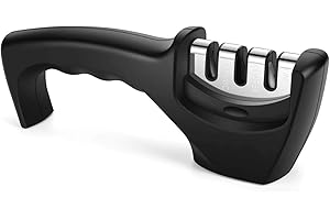 Aiguiseur de couteaux, Design ergonomique professionnel 3 en 1 Aiguiseur de couteaux de système manuel, Yisscen anti-dérapant Affûteurs manuels