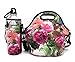 Produktbild Wommty Neopren Wasserdichte Mittagessen Tasche Lunchtasche Thermotasche Kühltasche Isoliertasche Kühltasche Isolierte Picknicktasche Mit 20 Unzen Wasserflasche Tote für Hält Essen Frisch, Pfingstrose