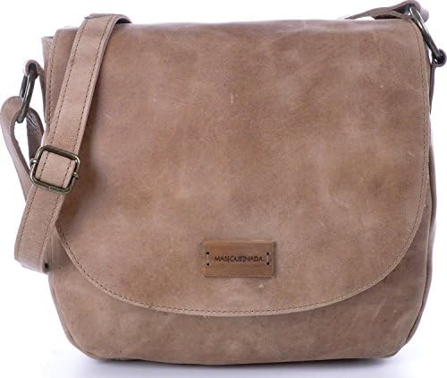 MASQUENADA, Cntmp, Women's Cross Body Bags, Saddle-Bags, Crossover-Bags, Crossbags, Handbags, Shoulderbags, Natural Leather, Leather, Nature, Taupe 26x22x8cm (W x H x D)