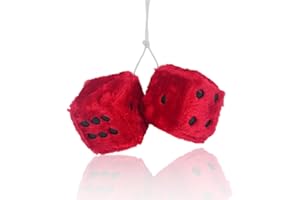 MIOYOOW Plüschwürfel Auto Rückspiegel Anhänger, Auto Rückspiegel Ornament, Flauschige Plüschwürfel zum Aufhängen im Auto, pelzige Würfel mit Punkten für den Auto Rückspiegel