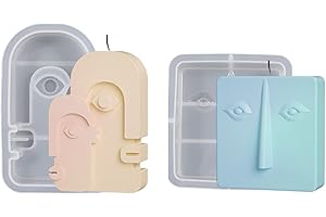 Bekecidi 2 Moldes de Velas para Hacer Velas, Moldes de Silicona de Cara Abstracta Molde de Fundición de Resina Epoxi Moldes de Silicona de Cara Irregular 3D para Hacer Velas Jabón Manualidades (A)