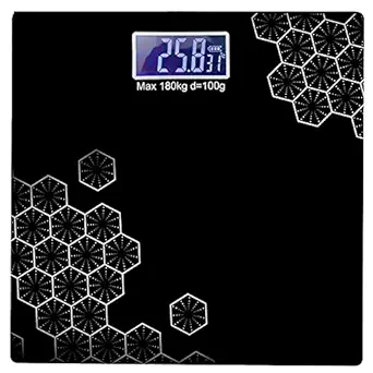 SHRBI Electric Digital LCD Display Tempered Glass Personal Scale | Body Weight Checking Machine for Home, Office & Clinic Uses (Black)
