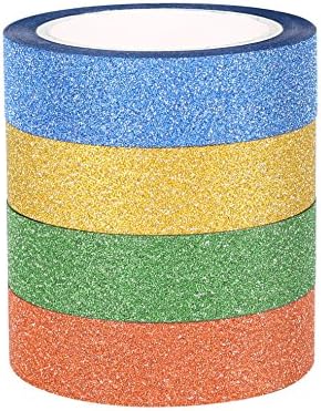 ST 4x Glitter Sparkle Washi Masking Tapes for Art project,Crafts, Scrapbooks,Gift Wrapping or Home decorations, 15mmx9.1m each, Pack of 4