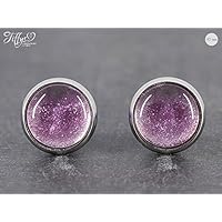 Ohrstecker Edelstahl Cabochon 10mm Glitter Glitzer Glamour