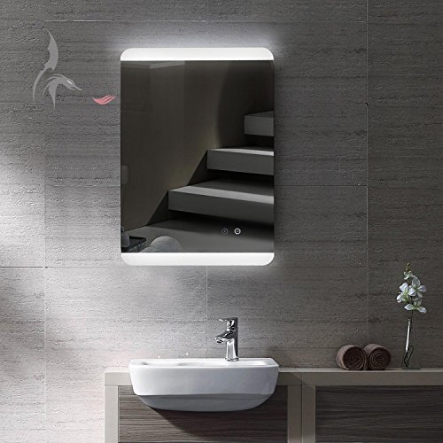 LED Bad Spiegel beleuchtet mit integrierter ANTIBESCHLAG SPIEGELHEIZUNG, Essen 50x70cm, Montage Hoch- und Querformat möglich, Badezimmerspiegel mit Licht oben und unten, Energieklasse A+ - 3