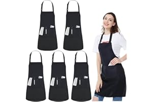 Zg-Carkilo Grembiule regolabile 2 pezzi impermeabile, con 2 tasche, grembiule cucina donna chef, nero