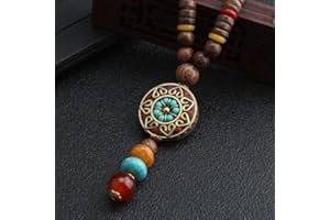 HXSCOO Amplificatore Pendente con Perline in Legno Mala Buddista Lungo Nepal Vintage; Collana Etnica Boemia Boho Buddha Fortunato Gioielli for Donna Uomo (Color : Style9)
