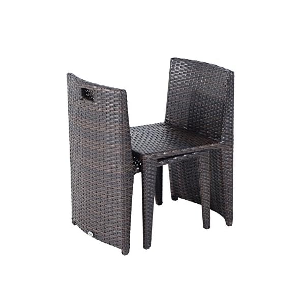 Outsunny Garden Rattan Furniture Bistro Set 3 PCs Patio Weave Companion Chair Table Set Conservatory Seaters - Image 9