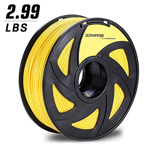 3D MARS Yellow 3D Printing Filament, 1.75mm PLA 3D Printer Filament ,Dimensional Accuracy +/- 0.05mm,2.99 LBS Spool for Most 3D Printer &amp; 3D Printing Pen