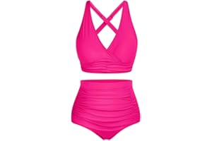 Hanna Nikole Women's Plus Size High Waist Bikini Set Push Up Swimsuit Ruched Tummy Control Swimwear Two-Piece Swimsuit