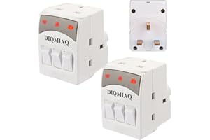DIQMIAQ 2Pack 3 Way Triple Plug Adaptor UK 3 Pin Socket Extensions 13 AMP 250V Multi Plug 3 Gang Individually Switched Neon Block Socket Splitter
