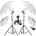 Produktbild E27 85W Umbrella Continuous Lighting Fotografie Studio Licht Ausr¨¹stung zwei Licht Steckdosen, 2 X 32 'Soft Regenschirme, 2 X 32' Sliver Regenschirme, Continuous Lighting Kit f¨¹r Portrait Fotografie, Foto & Video Studio Kit