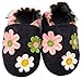 MiniFeet Premium Soft Leather Baby Shoes, Navy Daisies, 6-12 Months