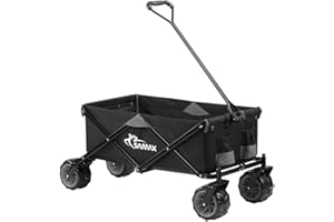 SAMAX ogrodowy wózek ręczny, składany wózek plażowy, wózek transportowy, kolor czarny / szary