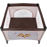 TecTake Baby Laufstall Babybett Kinder Reisebett | inkl. Schlafunterlage + Transporttasche | braun coffee - 2