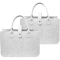 Vilten tas boodschappentas, 2 stuks vilten tas boodschappentas, opvouwbare vilten tassen shopper, 30 * 20 * 18 cm(zwart grijs