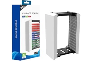 SOONHUA Soporte de torre de almacenamiento de juegos, estante de almacenamiento para 12 juegos, estante de almacenamiento para discos de juegos PS5