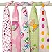 5 x Lovely Owls & Dots Super Soft High Quality Baby Flannel Muslin Squares, Large 80x70, 100% Organic Brushed Cotton Baby Flannelette. Ideal for Newborn - Baby Girl or Baby Boy. Lovely Set by GMGold