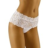 Hergestellt in EU. Wolbar WB413 Dame Shorts Hipsters Spitze Normaler Bund, Weiß,Medium