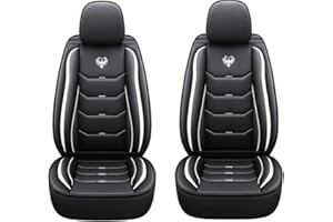 Car Passion 2 Coprisedile Auto Universale Sportivo Qualità Superiore in Ecopelle Anteriore con Poggiatesta Compatibile con Airbag Laterale Protezione Sedile Look Dinamico (2 Coprisedili Bianco)