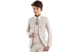 LeaderBeauty Traje de 3 piezas para niños, ajustado, con solapa de pico para niños, traje formal para niños, blazer, chaleco, pantalones, esmoquin para niños, traje de fiesta de boda
