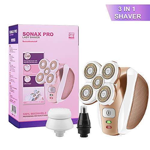 SUPERSUN Rasoir Electrique pour Femme, 3 en 1 Epilateur Electrique Femme Wet & Dry Rechargeable Sans Douleur Imperméable pour Visage Sourcil Bikini Jambe Corps