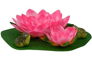 ITSISA Seerose mit Frosch für Schwimmschale, als Teich Deko, Deko für Vogeltränke etc. - Schwimmkerzen