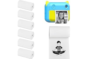 SIYINGSAERY Thermal Paper Roll, 6 PCS Camera Print Paper Non-Adhesive Thermal Printer Paper Mini Peripage Paper Printable Refill Bill Receipt Paper Rolls for Portable Instant Print Camera, 57mm*6m