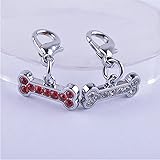 Halsbandanhänger Knochen Strass für kleine Hunde ROT und WEISS 2er Pack