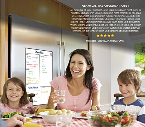 Magnetisches Whiteboard Kühlschrank-Kalender von Smart Panda – Nützlicher Menü-Planer, Memo oder wöchentliche Einkaufsliste für Erwachsene und Kinder – Einfach zu beschreiben und wegzuwischen mit starkem Magnet – Notizbrett inklusive 4 farbige trocken abwischbare Marker – auf Deutsch - 2