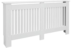 ECD Germany Cubierta del Radiador 152x19x82 cm MDF Blanco Lacado Revestimiento Protector Moderno de Calefacción Estilo Rústico Superficie de Estantería Útil de Madera para Sala de Estar Dormitorio