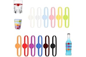 leersao Glasmarkierer,12 Stück Glas Markierung Trinkgläser,Glasmarker Silikon,Weinglasmarkierer Wein Marker,für Weinglas, Tassen, Trinkglas,Cocktailglas, Martini-Glas