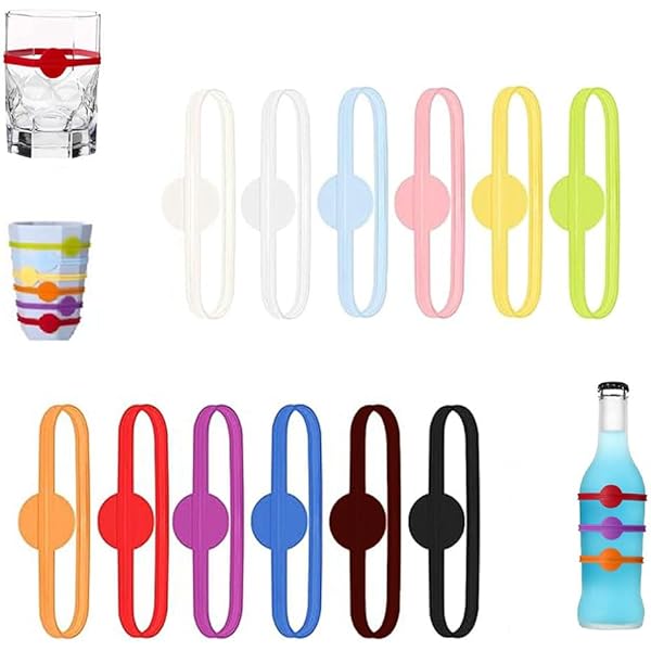 Siliconen glasmarkeerders, 36 stuks, wijndrinkmarker, glasmarkeerder, kleurrijk glasmarkering, drinkglazen, herbruikbaar, etikettering, theezakhouder voor feest, wijnglas, drinkglas (6 vormen