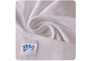 XKKO Mullwindeln Muslin 80x80 cm Bio-Baumwolle 5er-Set weiß