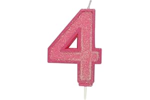 CULPITT Sparkle Number Candles for Cake & Cupcakes, Single Numbers from 0-9, Say Happy Birthday with These Candle Sparklers, Celebrate Birthdays & Anniversaries with Flair - Pink 4