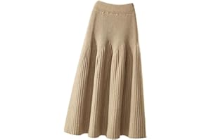 SUIUOI Faldas de Pana para Mujer Falda Larga de Pana, A-Line Faldas Plisadas de Tartán Invierno Otoño Midi Faldas Largas, Elástica Vintage Elegante Avellanada, Aldas Plisadas Casual Fiesta