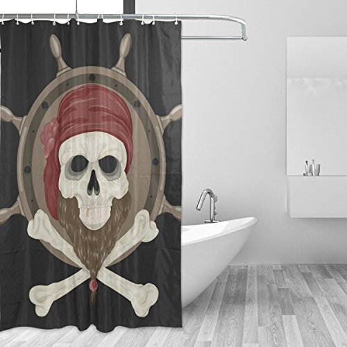 Coosun Pirate Skull With Beard Shower Curtain Polyester Fabric