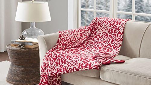 j c penny Home Velvet Supper Soft and Cozy Plush THROW Oversized Machine Washable Blanket (50in x 60in) and with Socks GIFT SETS -Chili Pepper Lattice