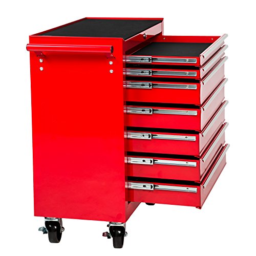 TecTake Werkzeugwagen Werkstattwagen | 7 verschließbare Schubfächer | Kugelgelagerte Gleitschienen | auf Rollen - 3